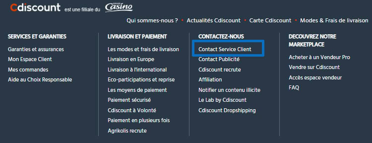 Contact du service client Cdiscount